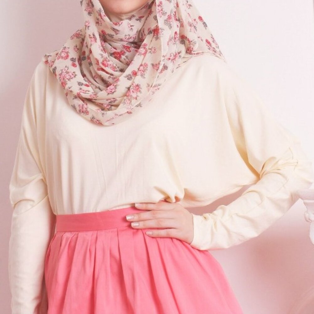 Kamaal Bat Sleeve Top, Beige